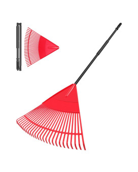 Garden Leaf Rake 657 Garden Rakes With Foldable Lightweight Steel Handle 26 Tines Plastic Head Shrub Rake Folding Yard Gar