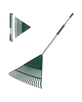 Garden Leaf Rake 60 Garden Rakes With Foldable Lightweight Steel Handle 22 Tines Plastic Head Shrub Rake Folding Yard Garde