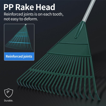 Garden Leaf Rake 60 Garden Rakes With Foldable Lightweight Steel Handle 22 Tines Plastic Head Shrub Rake Folding Yard Garde