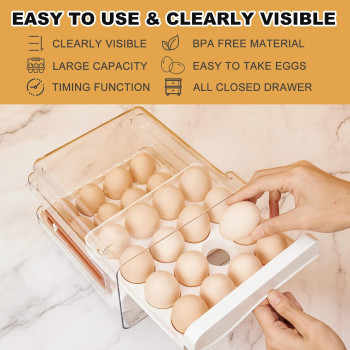 Spacy Maya Egg Storage Container For Refrigerator 32 Egg Holder For Fridge Large Capacity Egg Organizer For Refrigerator Stackab