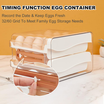 Spacy Maya Egg Storage Container For Refrigerator 32 Egg Holder For Fridge Large Capacity Egg Organizer For Refrigerator Stackab