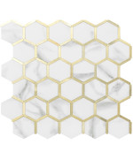 Dicofun 10Sheet Hexagon Peel And Stick Backsplash Tile Polished Marble Look Mixed Light Gold Kitchen Backsplash Peel And Stick