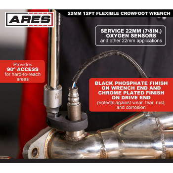 Ares 33014 12Inch Drive Flexible Crowfoot Wrench 22Mm 78Inch 12Pt Crowfoot Wrench 180 Degree Flex Head Offers 90Deg