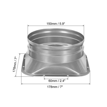 Patikil 6 Inch Duct Connector Flange Metal Straight Pipe Flange Square To Round Interface Air Duct For Heating Cooling Ventilat