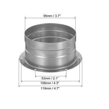 Patikil 4 Inch Duct Connector Flange Metal Straight Pipe Exhaust Hose Flange For Heating Cooling Ventilation Hvac System