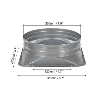 Patikil 8 Inch Duct Connector Flange Metal Straight Pipe Flange Square To Round Interface Air Duct For Heating Cooling Ventilat