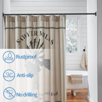 Corklatta Matte Black Shower Curtain Rod 1 Inch Diameter Stainless Steel Adjustable Spring Tension Rods 32 To 80 With Holders