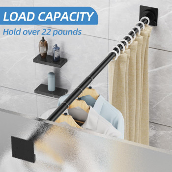 Corklatta Matte Black Shower Curtain Rod 1 Inch Diameter Stainless Steel Adjustable Spring Tension Rods 32 To 80 With Holders