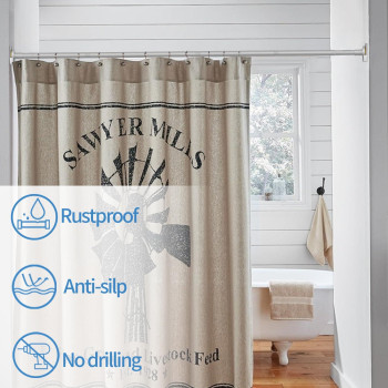 Corklatta Matte Silver Shower Curtain Rod 1 Inch Diameter Stainless Steel Adjustable Spring Tension Rods 32 To 80 With Holders