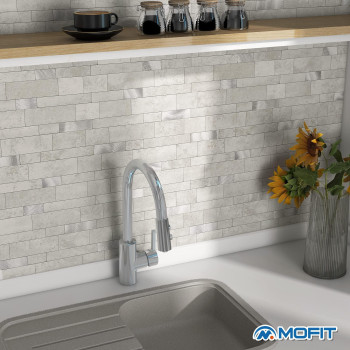 Mofit Backsplash Tile For Kitchen Peel And Stick Stone Matte Finish Bathroom Tiles Stickers 3D Wall Panel Linear Mosaic Marble B