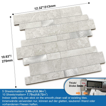 Mofit Backsplash Tile For Kitchen Peel And Stick Stone Matte Finish Bathroom Tiles Stickers 3D Wall Panel Linear Mosaic Marble B