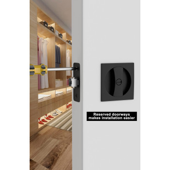 Goldenwarm Pocket Door Lock 2 Pack For Bedbath Matte Black Contemporary Privacy Square Pocket Door Hardware Flush Pocket Door