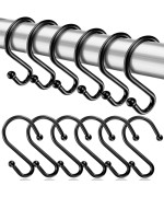 Bellrhein Shower Curtain Hooks Metal Shower Hooks For Shower Curtain Rod Rust Proof Metal Shower Curtain Rings S Hook Set Of