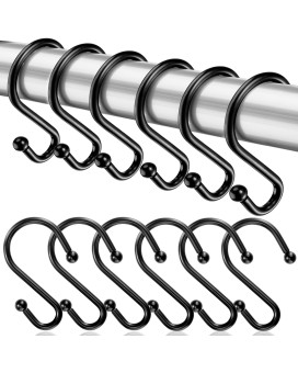 Bellrhein Shower Curtain Hooks Metal Shower Hooks For Shower Curtain Rod Rust Proof Metal Shower Curtain Rings S Hook Set Of