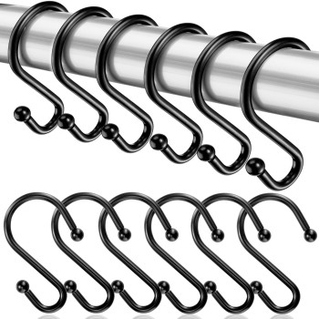 Bellrhein Shower Curtain Hooks Metal Shower Hooks For Shower Curtain Rod Rust Proof Metal Shower Curtain Rings S Hook Set Of