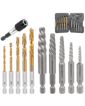 Bsuxmafg Screw Extractor Set 11 Pieces Metric Drill Bit Set Reverse Drill Bit Extractor Set For Removing Broken Screws Bolts