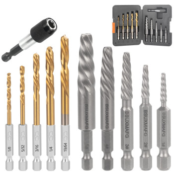 Bsuxmafg Screw Extractor Set 11 Pieces Metric Drill Bit Set Reverse Drill Bit Extractor Set For Removing Broken Screws Bolts