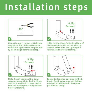 2Pack 4Pcs Gutter Extension Hinge Downspout Extension Flipup Hinge Easy Diy Installation On Any Size Rectangle Or Square Down