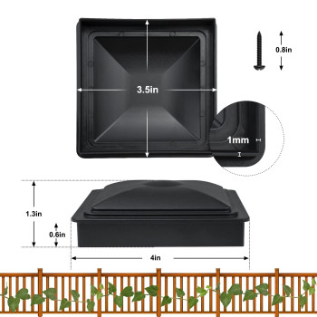 Bonnary 24Pack Fence Post Caps 4X4Actual 35X35 Deck Post Plastic Caps With Screws Protect Wooden Fence Poles Outdoor In