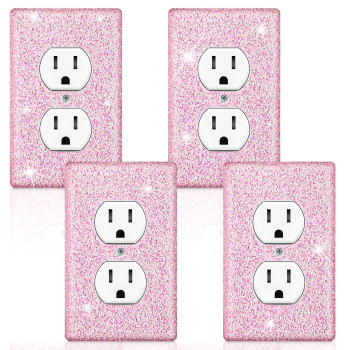 Yexiya 4 Pcs Glitter Light Switch Covers Glitter Outlet Covers Preppy Light Switch Cover Bling Wall Plate Covers Gift For Nurser