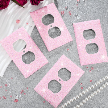 Yexiya 4 Pcs Glitter Light Switch Covers Glitter Outlet Covers Preppy Light Switch Cover Bling Wall Plate Covers Gift For Nurser