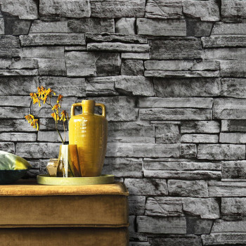 Grey Stone Wallpaper Peel And Stick Brick Wallpaper 177Inch 3937Inch Brick Contact Paper Grey Stone Self Adhesive Wallpaper B