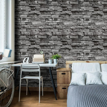 Grey Stone Wallpaper Peel And Stick Brick Wallpaper 177Inch 3937Inch Brick Contact Paper Grey Stone Self Adhesive Wallpaper B