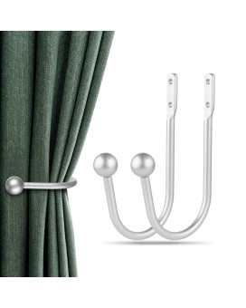 Curtain Holdbacks 2Pcs Curtains Holder Wall Mounted Drapery Tiebacks Retro Window Hook For Home Decor Silver