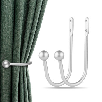 Curtain Holdbacks 2Pcs Curtains Holder Wall Mounted Drapery Tiebacks Retro Window Hook For Home Decor Silver