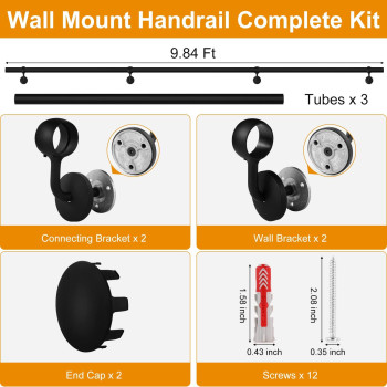 Rothley 98 Ft Ada Industrial Handrails For Indoor Stairs Metal Staircase Handrails Wall Mount Stair Handrail 16 Sturdy Pipe