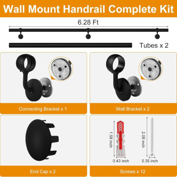 Rothley 66 Ft Industrial Handrails For Indoor Stairs Modern Staircase Handrails Wall Mount Stair Handrail 16 Round Sturdy P