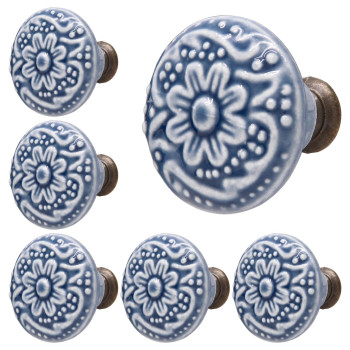 Piutouyar Light Blue Ceramic Knobs Kitchen Cabinet Knobs Retro Dresser Knobs Drawer Knobs Furniture Knobs And Pulls For Draw