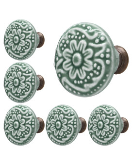 Piutouyar Green Ceramic Knobs Kitchen Cabinet Knobs Retro Dresser Knobs Drawer Knobs Furniture Decorative Knobs And Pulls Fo