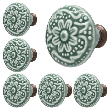 Piutouyar Green Ceramic Knobs Kitchen Cabinet Knobs Retro Dresser Knobs Drawer Knobs Furniture Decorative Knobs And Pulls Fo