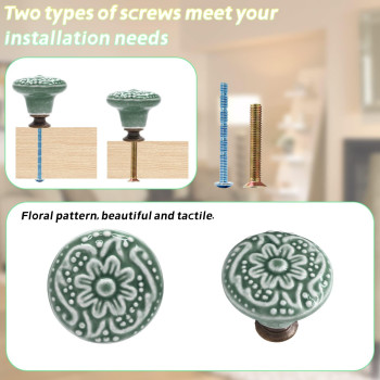 Piutouyar Green Ceramic Knobs Kitchen Cabinet Knobs Retro Dresser Knobs Drawer Knobs Furniture Decorative Knobs And Pulls Fo