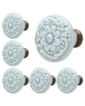 Piutouyar Sky Blue Ceramic Knobs Kitchen Cabinet Knobs Retro Dresser Knobs Drawer Knobs Furniture Decorative Knobs And Pulls