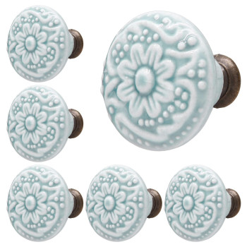 Piutouyar Sky Blue Ceramic Knobs Kitchen Cabinet Knobs Retro Dresser Knobs Drawer Knobs Furniture Decorative Knobs And Pulls