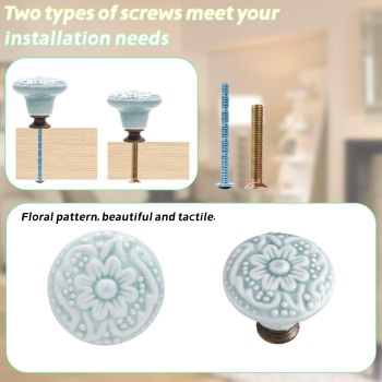 Piutouyar Sky Blue Ceramic Knobs Kitchen Cabinet Knobs Retro Dresser Knobs Drawer Knobs Furniture Decorative Knobs And Pulls