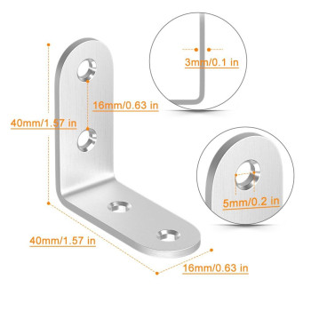 Luckin 20 Pcs L Bracket Stainless Steel Corner Brace 157 X 157 Inch Right Angle L Shape Brackets For Wooden Furniture Bedframe