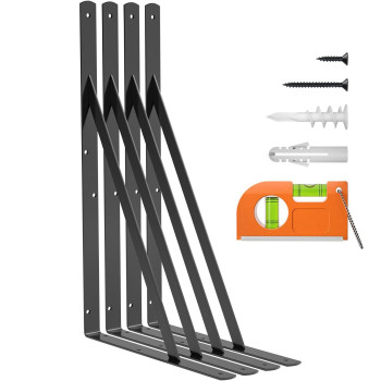 Luckin 4Pack Heavy Duty Shelf Bracket 18 Inch Fit For 18 20 24 Inch Floating Shelves L Brackets With 90 Degree Triangle 250