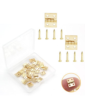 Biaungdo 24 Pcs Mini Brass Hinges 180 Degree Rotation Miniature Furniture Hardware Cabinet Mini Hinges For Jewelry Box Closet D