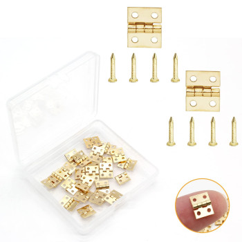 Biaungdo 24 Pcs Mini Brass Hinges 180 Degree Rotation Miniature Furniture Hardware Cabinet Mini Hinges For Jewelry Box Closet D