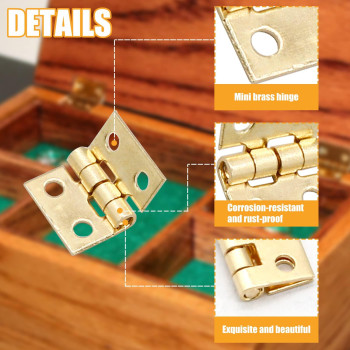 Biaungdo 24 Pcs Mini Brass Hinges 180 Degree Rotation Miniature Furniture Hardware Cabinet Mini Hinges For Jewelry Box Closet D