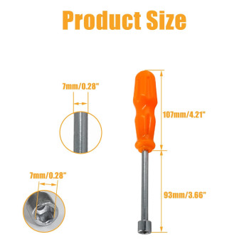 Biaungdo 7Mm Socket Wrench Screwdriver Highcarbon Steel Hexagon Nut Driver Nonmagnetic Tip Hex Nut Screwdriver Hand Tool