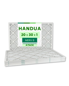 Handua 20X30X1 Air Filter Merv 8 Dust Control Plated Furnace Ac Air Replacement Filter 4 Pack Actual Size 1975 X 2975