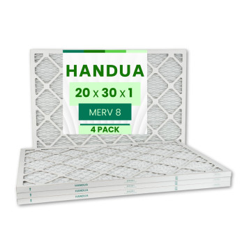 Handua 20X30X1 Air Filter Merv 8 Dust Control Plated Furnace Ac Air Replacement Filter 4 Pack Actual Size 1975 X 2975