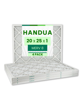 Handua 20X25X1 Air Filter Merv 8 Dust Control Plated Furnace Ac Air Replacement Filter 4 Pack Actual Size 1975 X 2475