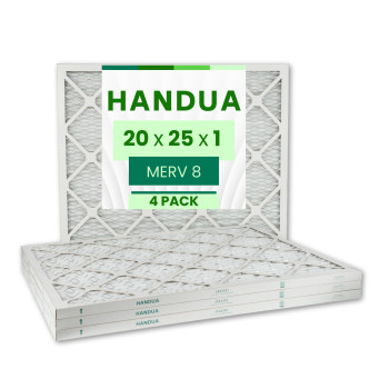 Handua 20X25X1 Air Filter Merv 8 Dust Control Plated Furnace Ac Air Replacement Filter 4 Pack Actual Size 1975 X 2475