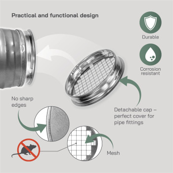 Vent Systems 6 Metal Tee Cap With Mesh Galvanized Steel End Cap Dryer Vent Cover Dryer Duct End Cap With Galvanized Steel S