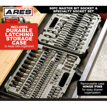 Ares 31038 90Piece Master Bit Socket Specialty Socket Set 14Inch 38Inch And 12Inch Drives S2 Bit Socket Set Inc